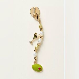 Anthropologie Martini Mood Beaded Phone Charm Olive NWT